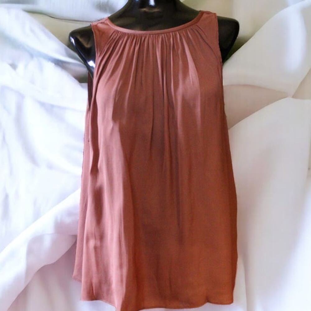 Anthropologie Brown Draped Low-Back Sleeveless Blouse ~ 1X Plus Size